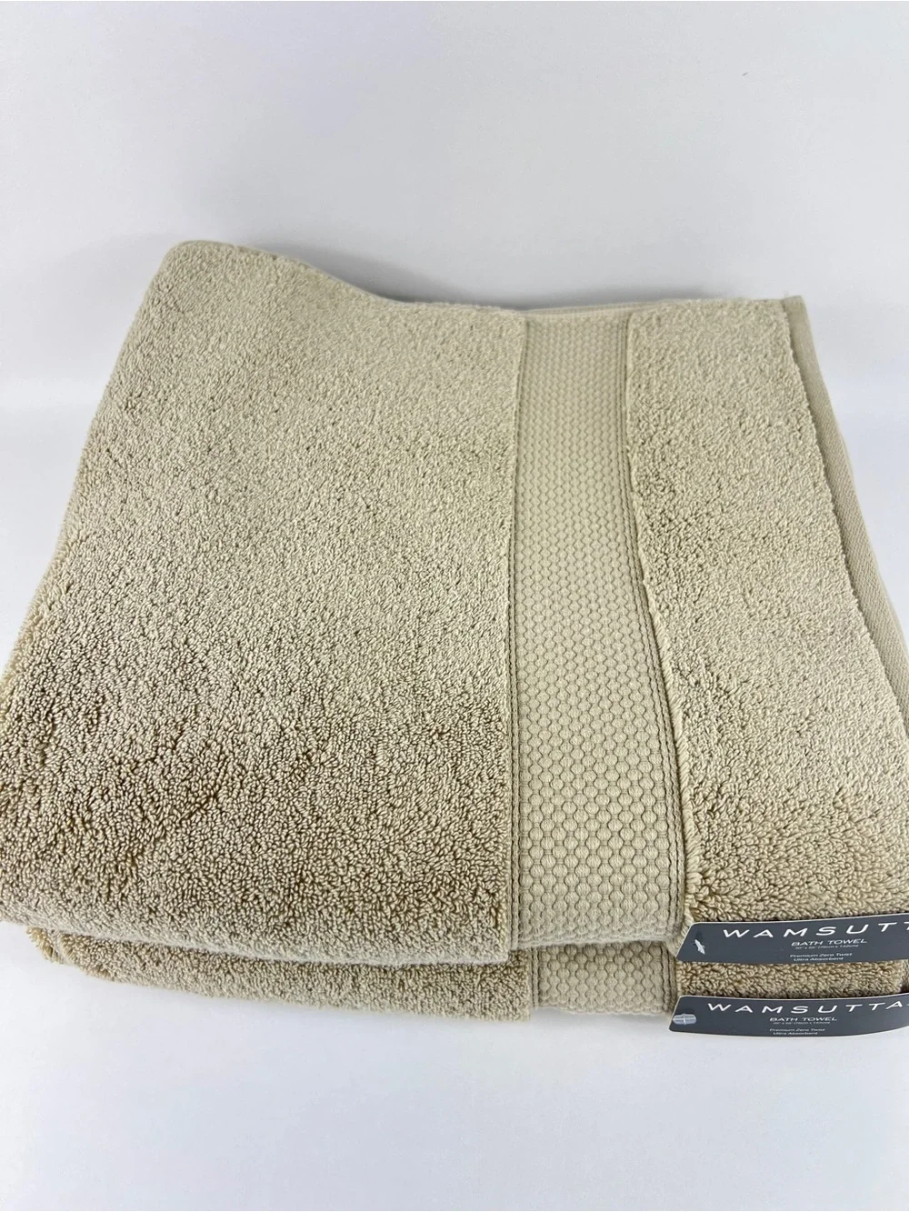 Wamsutta Bath Towels Tan Ultra Absorbent Plush Zero Twist 100% Cotton 2 Pc NEW